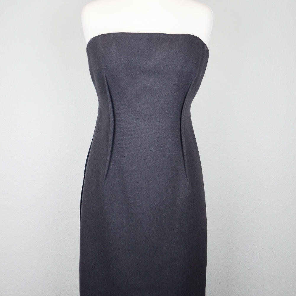 Vera Wang Charcoal Wool Cocktail Dress